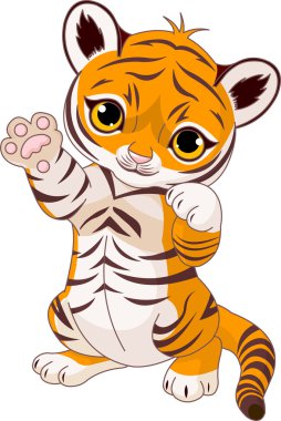 Cute playful tiger cub clipart