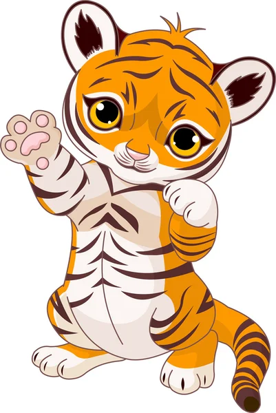 Bonito filhote de tigre brincalhão — Vetor de Stock