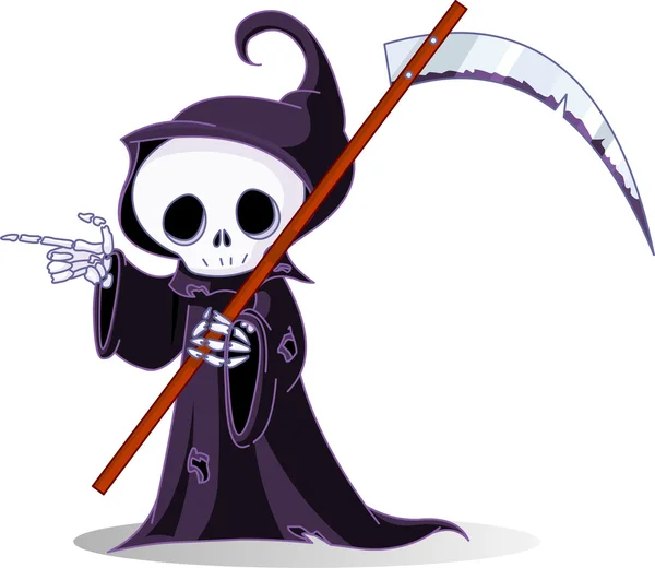 Cartoon grim reaper pointing — Stock Vector