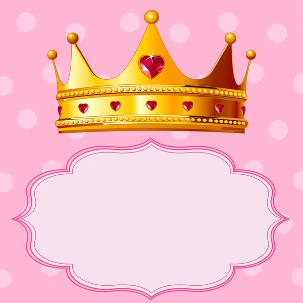 Princess Crown on pink background — Stock Vector