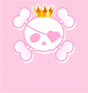 Pink Skull with crown clipart