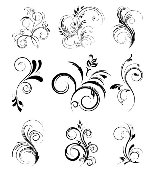 Elementos de diseño floral — Archivo Imágenes Vectoriales