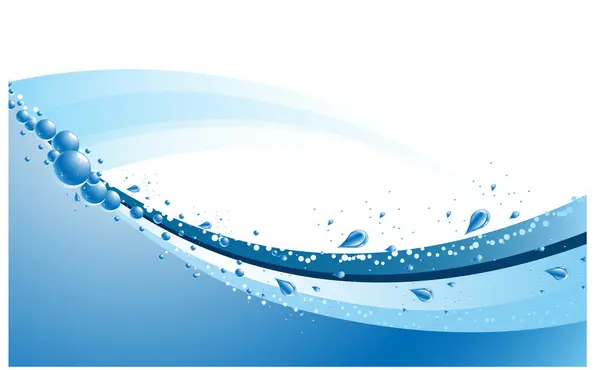 Σταγόνες νερού καθαρότητα, κύματα και φυσαλίδες — Διανυσματικό Αρχείο