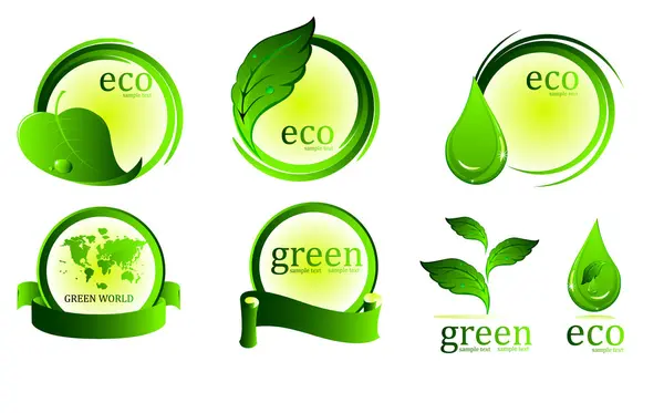 Zöld öko-ikonok gyűjteménye Vektor Grafikák
