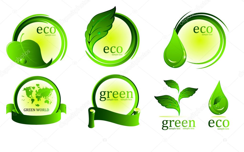 Collection of green eco-icons