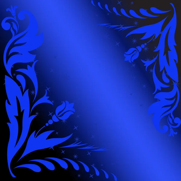 Fleurs bleues sur noir — Image vectorielle