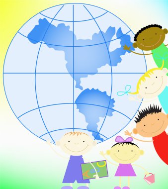 Children and the planet clipart