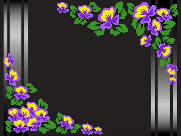 黒い花のフレーム — ストックベクタ