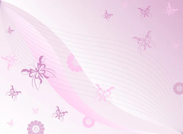 ピンクの花と蝶 — ストックベクタ
