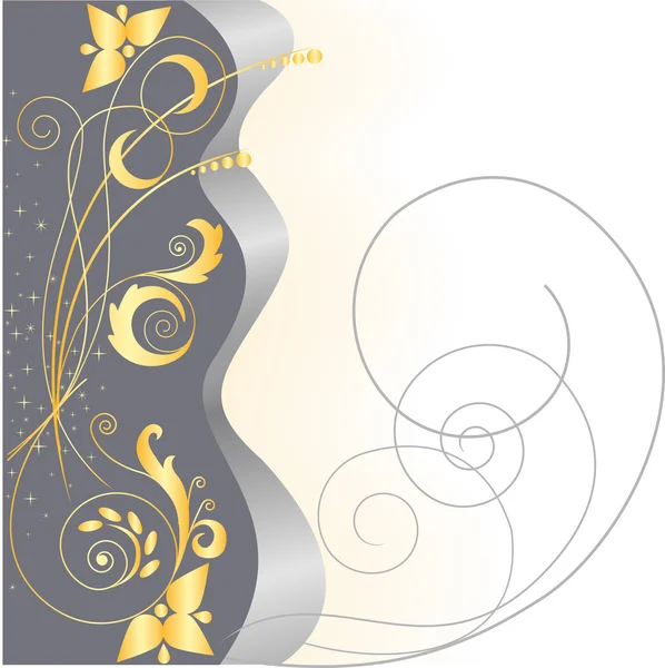 Étoiles d'or et motif floral — Image vectorielle