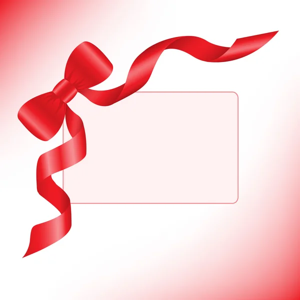 Red ribbon with a card — Stock Vector