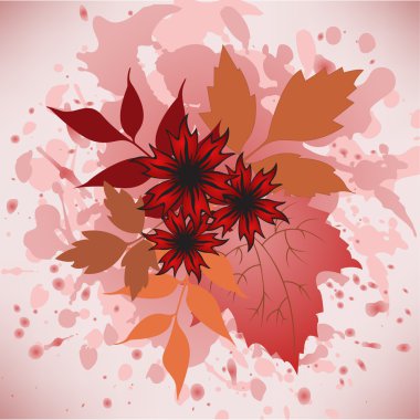 Autumn leaves and flowers clipart