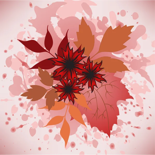 秋の紅葉と花 — ストックベクタ