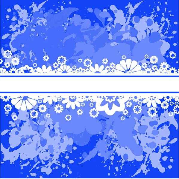 Fond bleu avec des fleurs blanches — Image vectorielle