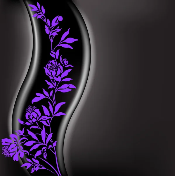 Fondo negro con rama lila — Archivo Imágenes Vectoriales