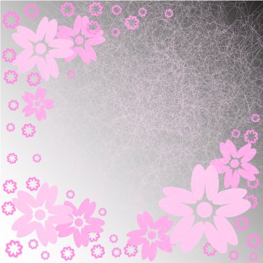 Pink flowers on a gray background clipart