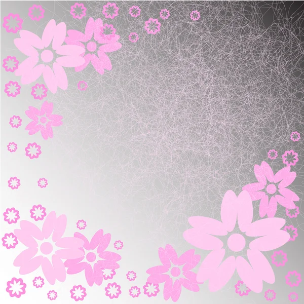 Pink flowers on a gray background — Stock Vector