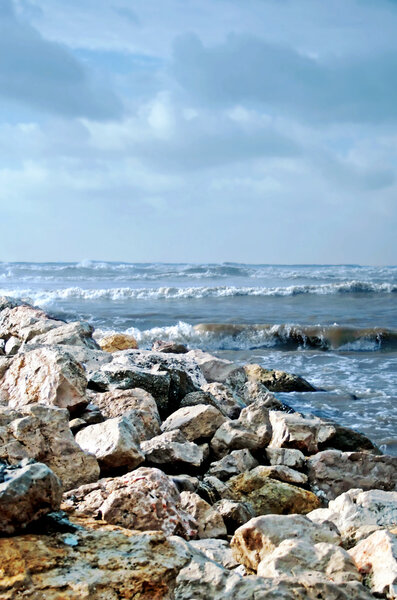 Coastal rocks in Bat-Yam