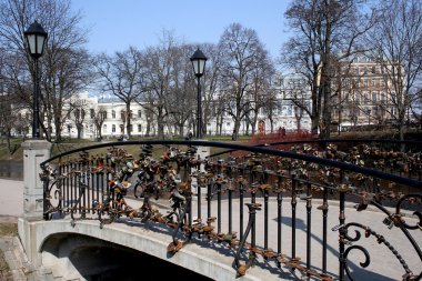 Decorative bridge in a city park clipart