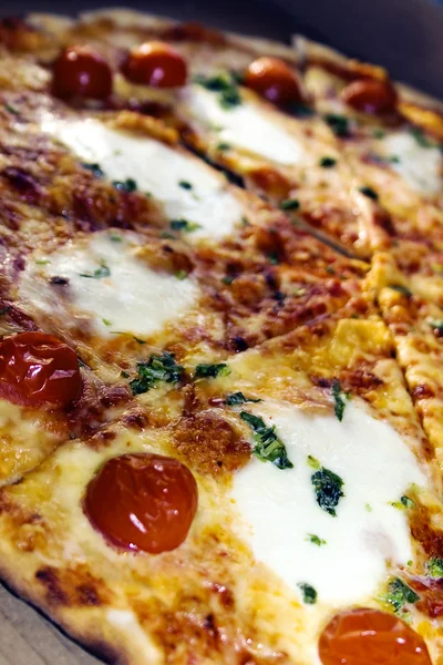 Grande pizza com mussarela — Fotografia de Stock