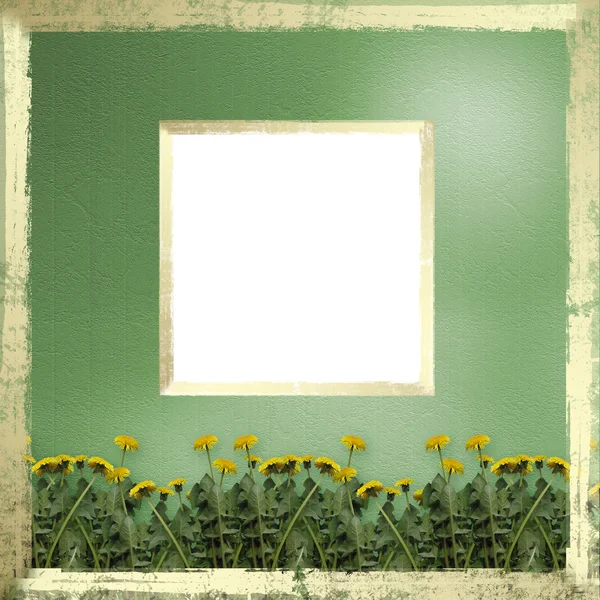 Grön bakgrund med guld ram — Stockfoto