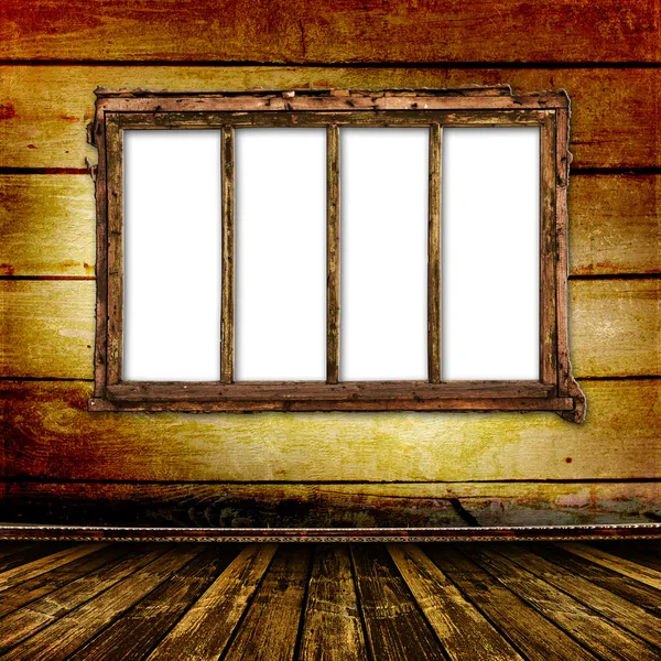 Старое окно на антикварной стене — стоковое фото