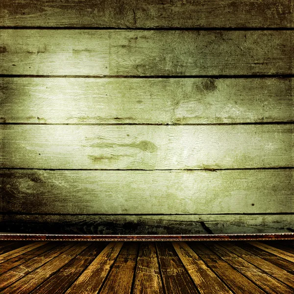 Quarto velho com paredes de madeira velhas — Fotografia de Stock