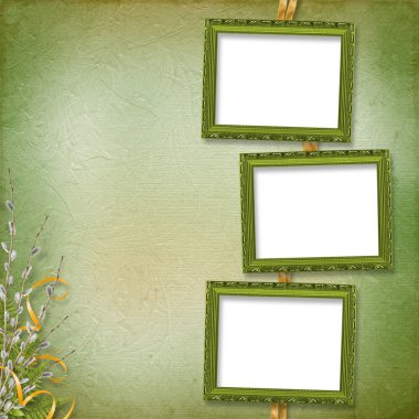 Victorian frame with bunch of willows clipart