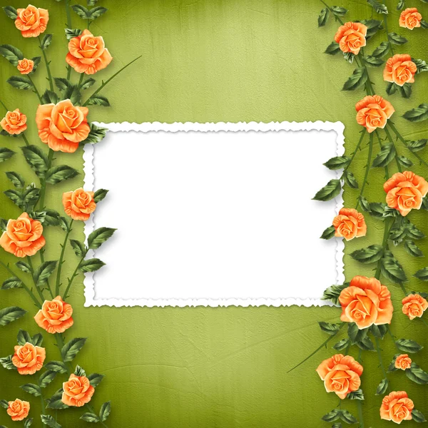 Grunge χαρτί με ζωγραφική τριαντάφυλλο — Φωτογραφία Αρχείου