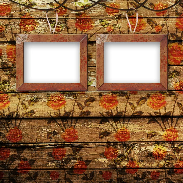 Starý pokoj, grunge interiér s rámy — Stock fotografie