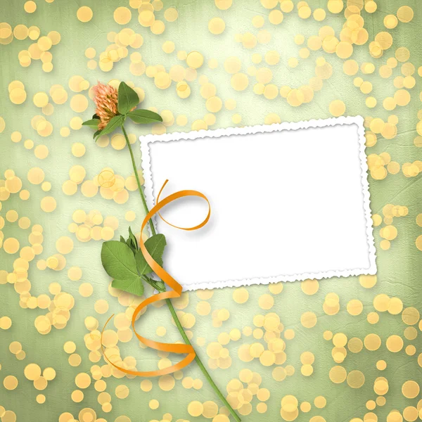 Paper for congratulation with clover — Stock Photo, Image