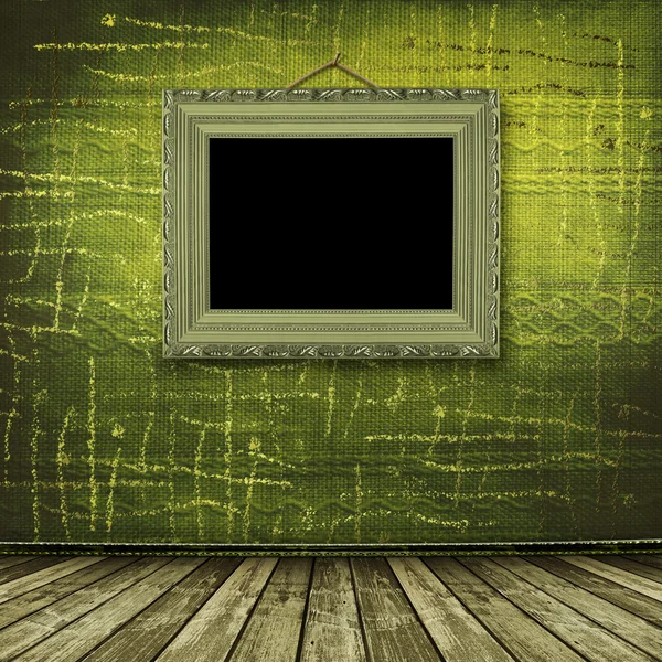 Oude kamer, grunge interieur met frame — Stockfoto