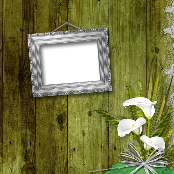Grunge-Rahmen mit Blumenstrauß — Stockfoto