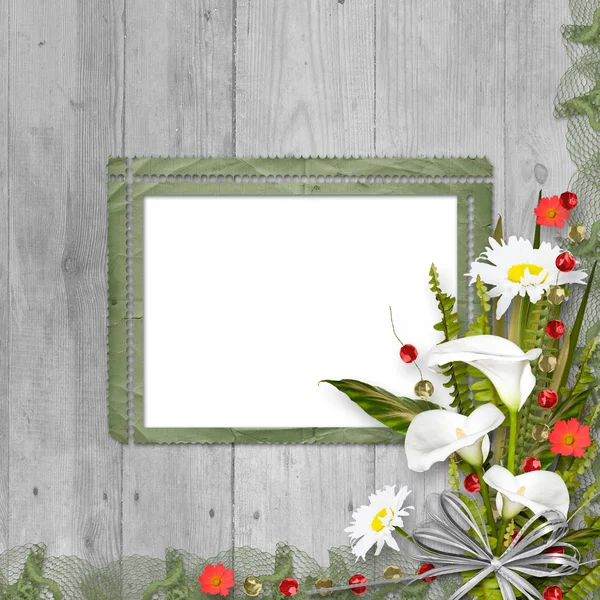 Grunge-Rahmen mit Blumenstrauß — Stockfoto