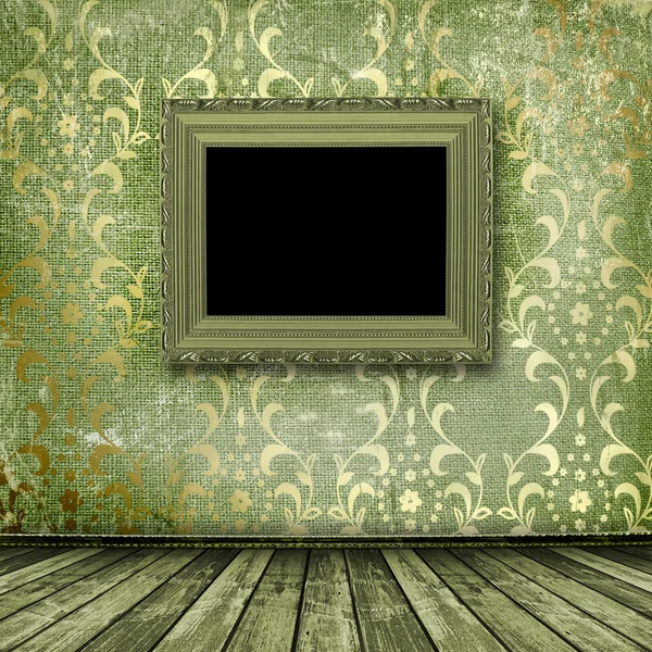 Staré zlaté rámečky viktoriánský styl na zdi — Stock fotografie