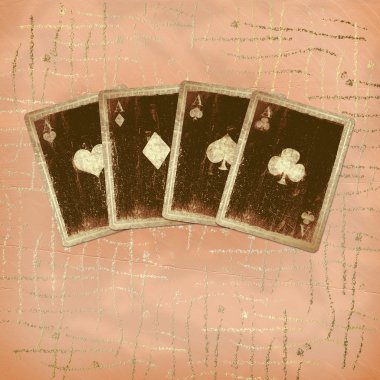 Grunge gold playing cards clipart