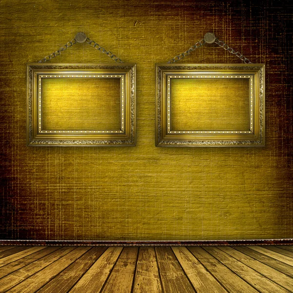 Starý pokoj, grunge interiér s rámy — Stock fotografie