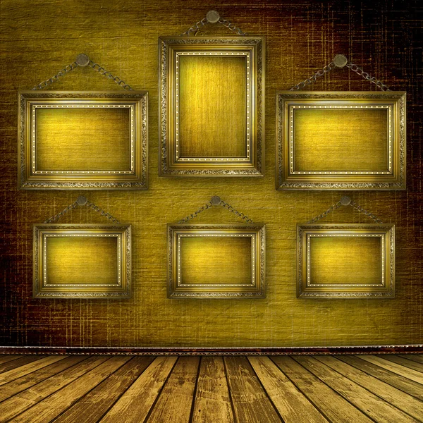 Alter Raum, Grunge-Interieur mit Rahmen — Stockfoto