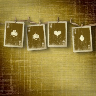 Old alienated cards on the wall clipart