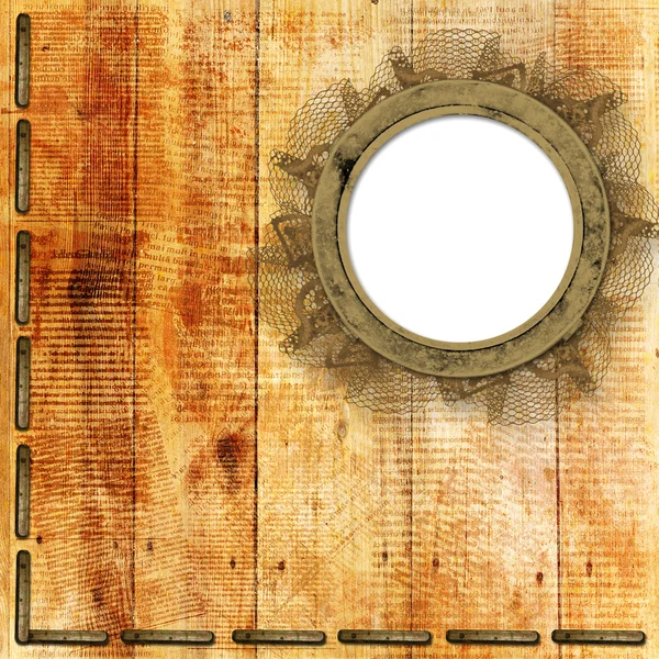 木制的背景上的 grunge 帧 — 图库照片