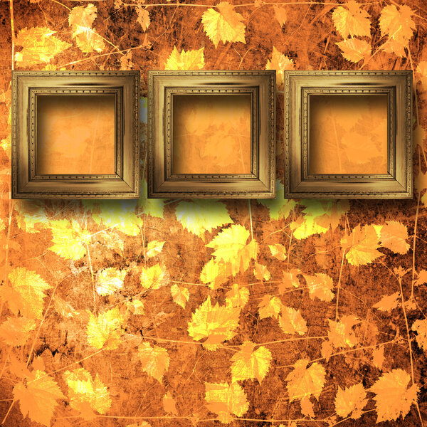 Grunge interior with frame in style baroque