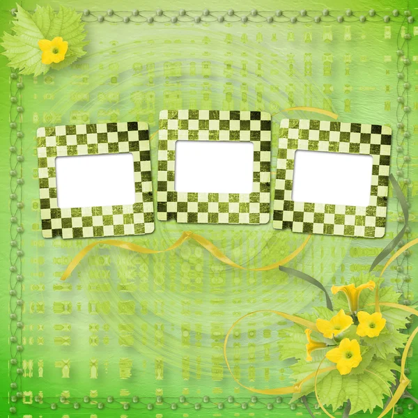 Grunge-Papierrutschen mit Blumen-Kürbissen — Stockfoto