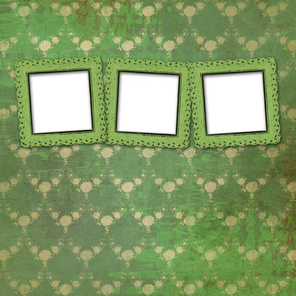 Three frames for photos on the floral background — Stock Photo, Image