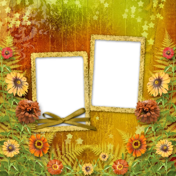 Mehrfarbige Karte für Grußkarten oder Einladungen mit Blumenstrauß — Stockfoto