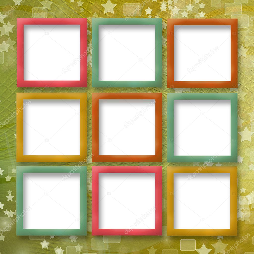 Multicoloured backdrop for greetings or invitations with frames