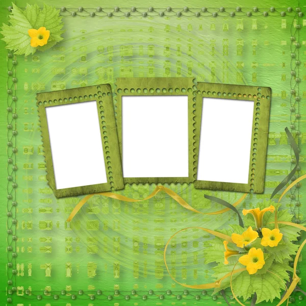 Гранд-паперові рамки з квітами гарбузами і стрічками — стокове фото