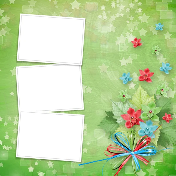 Card for invitation or congratulation with frames and bunch of o — Stock Photo, Image