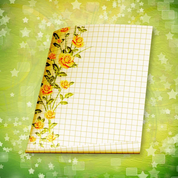 Grunge papieren ontwerp in scrapbooking stijl met geschilderde rozen — Stockfoto