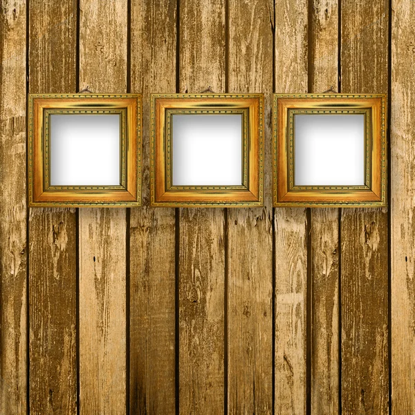 Alter Raum, Grunge-Interieur, abgenutzte Oberfläche, Holzrahmen — Stockfoto