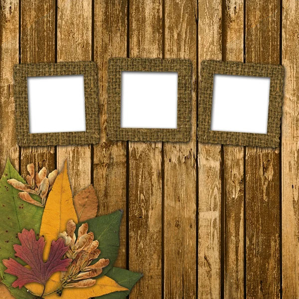 Starý grunge rámeček na pozadí abstraktní s podzimní listí — Stock fotografie